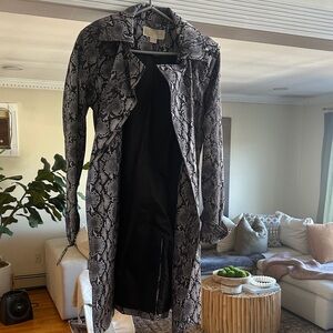 MICHAEL Michael Kors Black and Gray Snake Print Trench Coat